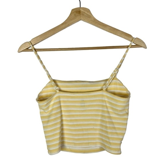 PacSun Me To We Yellow Stripe Button Front Cropped Tank Top XS - Picture 2 of 4